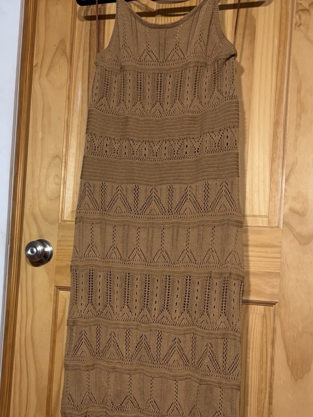 Fashion Nova Caramel Brown Crochet Knit Maxi dress